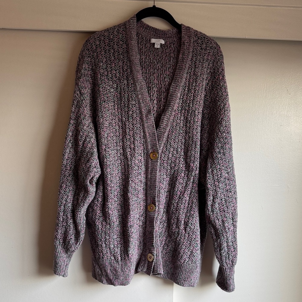 J. Jill Women's Pink and Green Cardigan Sweater XL tall